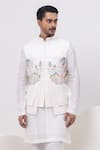 Buy_Kaka Calcutta_Ivory Embroidery Kashmiri Nehru Jacket _at_Aza_Fashions