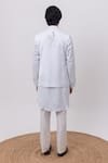 Shop_Kaka Calcutta_Sky Blue Linen, Satin, Cotton Embroidery Swan Nehru Jacket With Kurta And Pant Set _at_Aza_Fashions