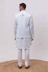Shop_Kaka Calcutta_Sky Blue Linen, Satin Embroidery Vrindavan Nehru Jacket _at_Aza_Fashions