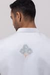 Buy_Kaka Calcutta_Sky Blue Linen, Satin Embroidery Vrindavan Nehru Jacket _Online_at_Aza_Fashions