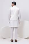 Shop_Kaka Calcutta_White Bamboo, Cotton Embroidery Building Nehru Jacket With Kurta And Pant Set _at_Aza_Fashions