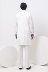 Shop_Kaka Calcutta_White Bamboo, Cotton Embroidery Macaw Nehru Jacket With Kurta And Pant Set _at_Aza_Fashions