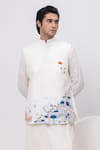 Buy_Kaka Calcutta_Ivory Embroidery Greece Nehru Jacket _at_Aza_Fashions