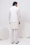 Shop_Kaka Calcutta_Ivory Bamboo, Cotton Embroidery Greece Nehru Jacket With Kurta And Pant Set _at_Aza_Fashions