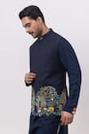 Kaka Calcutta_Navy Embroidery Jungle Nehru Jacket _Online_at_Aza_Fashions