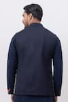 Shop_Kaka Calcutta_Navy Embroidery Jungle Nehru Jacket _at_Aza_Fashions