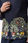 Buy_Kaka Calcutta_Navy Embroidery Jungle Nehru Jacket _Online_at_Aza_Fashions