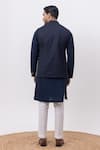 Shop_Kaka Calcutta_Navy Bamboo, Silk, Cotton Embroidery Jungle Nehru Jacket With Kurta And Pant Set _at_Aza_Fashions