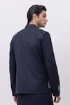 Shop_Kaka Calcutta_Navy Embroidery Flamingo Nehru Jacket _at_Aza_Fashions