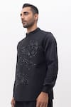 Buy_Kaka Calcutta_Black Embroidery Science Nehru Jacket _Online_at_Aza_Fashions