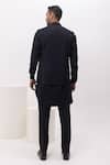 Shop_Kaka Calcutta_Black Cotton, Mukaish Embroidery Science Nehru Jacket With Kurta And Pant Set _at_Aza_Fashions