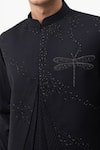 Buy_Kaka Calcutta_Black Polyester Beads Firefly Trio Pintuck Nehru Jacket _Online_at_Aza_Fashions