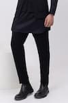 Kaka Calcutta_Black Cotton Embroidery Firefly Trio Pintuck Nehru Jacket With Kurta And Pant Set _Online_at_Aza_Fashions