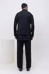 Shop_Kaka Calcutta_Black Cotton Pintuck Panel Nehru Jacket With Kurta And Pant Set _at_Aza_Fashions