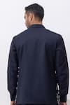 Shop_Kaka Calcutta_Navy Cotton Embroidery Macow Nehru Jacket _at_Aza_Fashions