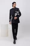Buy_Kaka Calcutta_Black Cotton Embroidery Water Open Jacket Kurta Set With Trousers _at_Aza_Fashions