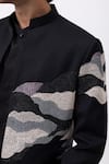 Buy_Kaka Calcutta_Black Cotton Embroidery Water Open Jacket Kurta Set With Trousers 