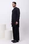 Buy_Kaka Calcutta_Black Cotton Embroidery Metallic Midnight Sherwani Jacket Set _Online_at_Aza_Fashions