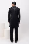 Shop_Kaka Calcutta_Black Cotton Embroidery Metallic Midnight Sherwani Jacket Set _at_Aza_Fashions