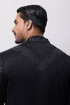 Shop_Kaka Calcutta_Black Cotton Embroidery Metallic Midnight Sherwani Jacket Set _Online