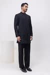 Buy_Kaka Calcutta_Black Beads Zardosi Work Bandhgala With Trousers _Online_at_Aza_Fashions