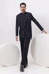 Buy_Kaka Calcutta_Black Heavy Panel Pintuck Bandhgala With Trouser _at_Aza_Fashions