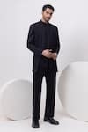 Buy_Kaka Calcutta_Black Heavy Panel Pintuck Bandhgala With Trouser _Online_at_Aza_Fashions