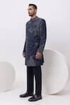 Buy_Kaka Calcutta_Blue Beads Starry Night Long Achkan Sherwani And Trouser Set _Online_at_Aza_Fashions
