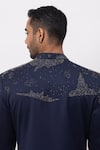 Shop_Kaka Calcutta_Blue Beads Starry Night Long Achkan Sherwani And Trouser Set _Online_at_Aza_Fashions