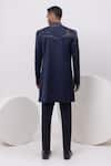 Shop_Kaka Calcutta_Blue Beads Starry Night Long Achkan Sherwani And Trouser Set _at_Aza_Fashions