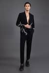 Buy_Kaka Calcutta_Black Embroidery Roots Tuxedo And Pant Set _at_Aza_Fashions