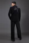 Shop_Kaka Calcutta_Black Wool Embroidery Parrot Tuxedo And Pant Set _at_Aza_Fashions