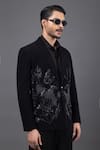 Kaka Calcutta_Black Wool Embroidery Parrot Tuxedo And Pant Set _at_Aza_Fashions