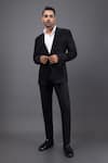 Buy_Kaka Calcutta_Black Wool Embroidery Zardozi Tuxedo And Pant Set _at_Aza_Fashions