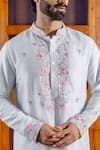 Nafs_Blue Tussar, Silk Mirrors Ferozi Kurta And Pant Set _Online_at_Aza_Fashions