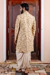 Shop_Nafs_Beige Tussar, Bemberg Zari Silk Sherwani And Dhoti Pant _at_Aza_Fashions