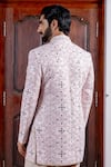 Shop_Nafs_Pink Tussar, Tissue Mirrors, Embroidery Silk Jacket And Bundi Set _at_Aza_Fashions