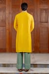 Shop_Nafs_Yellow Tussar, Silk Embroidery Sunflower Kurta And Pant Set _at_Aza_Fashions