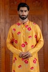 Buy_Nafs_Yellow Tussar Embroidery Floral Kurta Pant Set _Online_at_Aza_Fashions