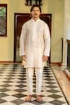 Buy_Nafs_Off White Chanderi Silk Embroidery Ivory Potli Button Kurta And Pant _at_Aza_Fashions