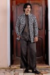 Buy_Nafs_Black Tussar Zari, Embroidery Silk Jacket Set _at_Aza_Fashions