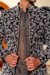 Buy_Nafs_Black Tussar Zari, Embroidery Silk Jacket Set 