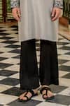 Nafs_Gray Tussar, Silk Embroidery Slate Grey Kurta And Pant Set _Online_at_Aza_Fashions