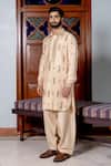 Buy_Nafs_Beige Tussar, Silk Mirrors Pathani Set _at_Aza_Fashions
