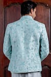 Shop_Nafs_Sky Blue Tussar, Silk, Chanderi Embroidery, Mirrors, Zari Bandhgala Set _at_Aza_Fashions