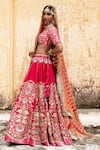 Shop_Aangan By Parul_Maroon Silk Sequins, Zari, Embroidery Classical Royal Grace Bridal Lehenga Set _Online_at_Aza_Fashions