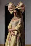 Aangan By Parul_Yellow Tissue Sequins, Embroidery Sweetheart Neck Radiant Majesty Lehenga Set _Online_at_Aza_Fashions