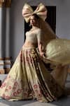 Shop_Aangan By Parul_Yellow Tissue Sequins, Embroidery Sweetheart Neck Radiant Majesty Lehenga Set _at_Aza_Fashions