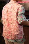 Shop_Love The World Today_Pink Cotton Gul Floral Print Kurta And Bundi Set _at_Aza_Fashions