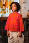 Shop_Love The World Today_Red , Handloom Gulmohar Handwoven Kurta And Dhoti Pant Set _at_Aza_Fashions